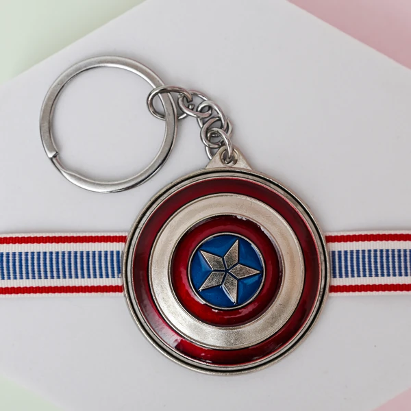 Captain America Spinner Rakhi with Keychain