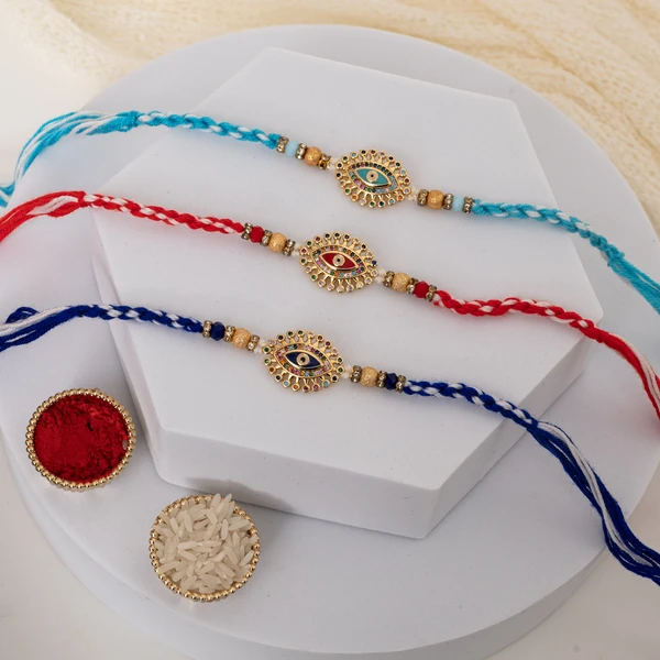 Premium Evil Eye Designer Rakhi Trio