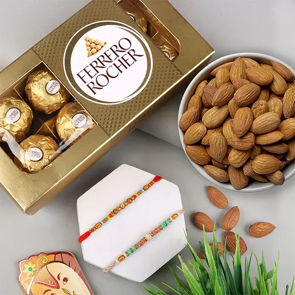 Delightful 2 Rakhi with Ferrero and Almond - For Finland