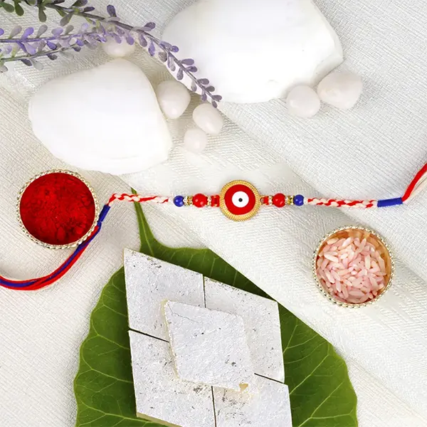 Evil Eye Rakhi with Kaju Katli - For Finland