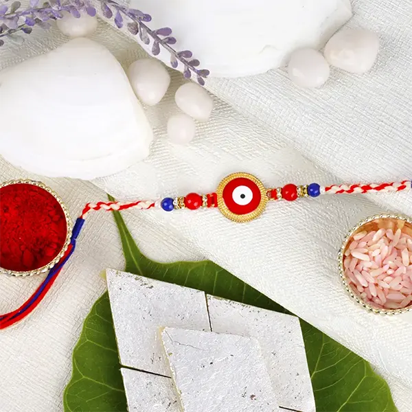 Evil Eye Rakhi with Kaju Katli - For Finland