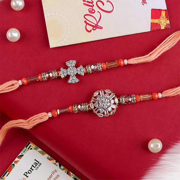 Premium Diamond 2 Rakhi Set with Kaju Katli for Netherlands