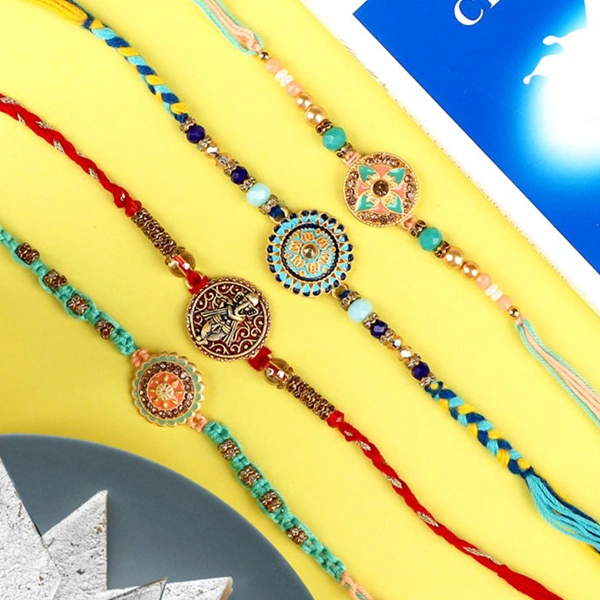 Resplendent 4 Rakhi Set Sweet & Chocolate Hamper