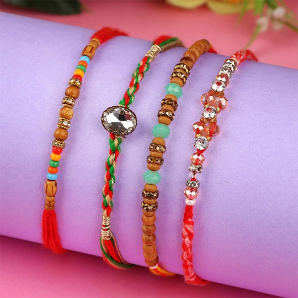 Graceful Set of 4 Rakhi For Netherlands