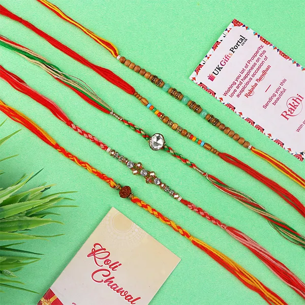 Fascinating Fancy Beads Five Rakhi Set