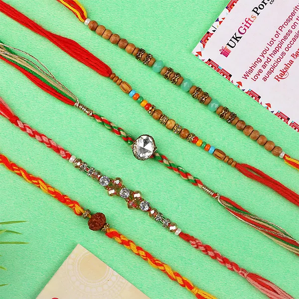 Fascinating Fancy Beads Five Rakhi Set