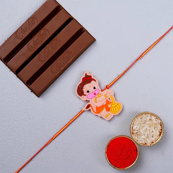 Bal Hanuman Kids Rakhi with 42 GM Kit Kat Chocolate - For Finland