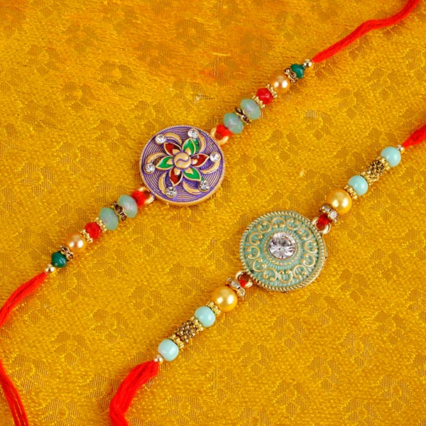 Astonishing Designer Rakhi Set with Puja Thali