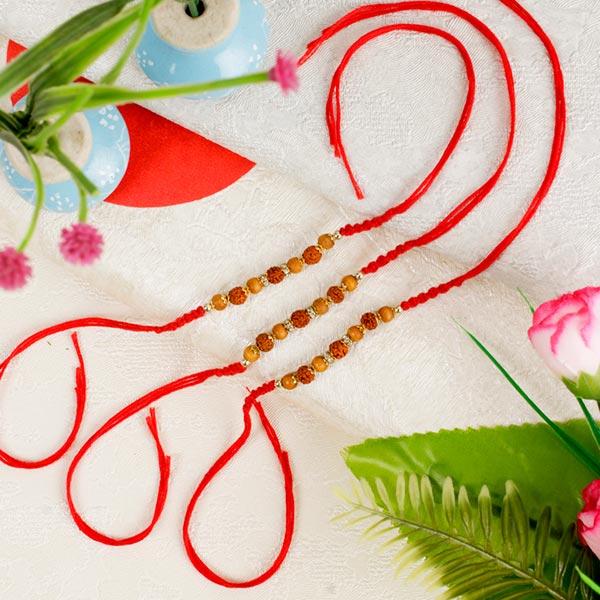 Pious Three Rudraksha Rakhi Set