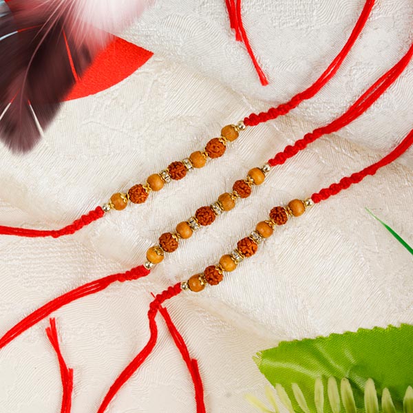 Pious Three Rudraksha Rakhi Set