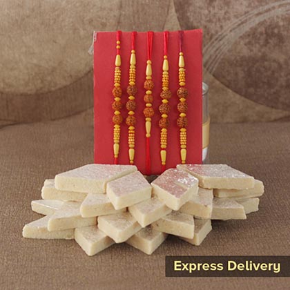 Rakhi with Kaju Katli