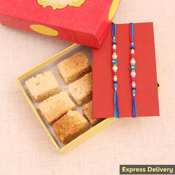 Set of 2 Rakhi with Milk Cake