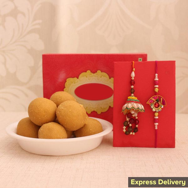 Dazzling Rakhi  with Sweets