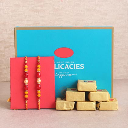 2 Pearl Rakhi with 500gm Mewa Bite