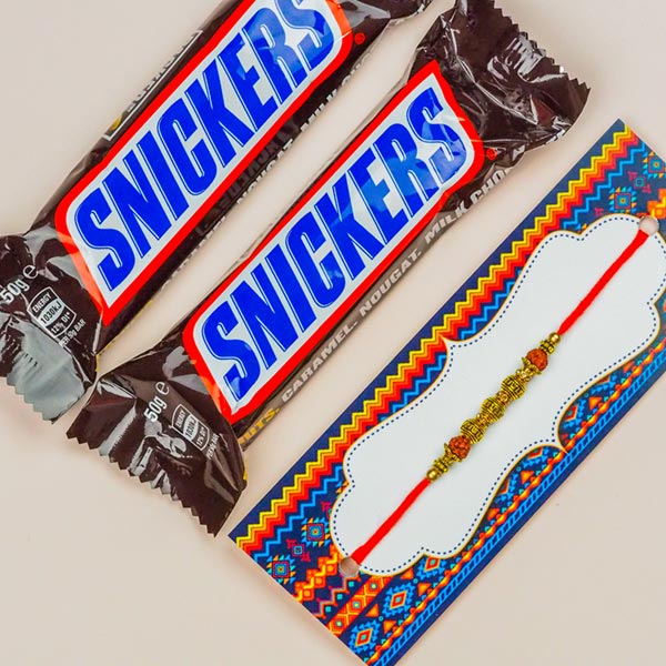 Designer Rudraksh Rakhi And Snickers