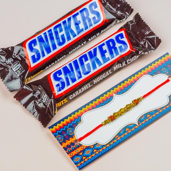 Designer Rudraksh Rakhi And Snickers