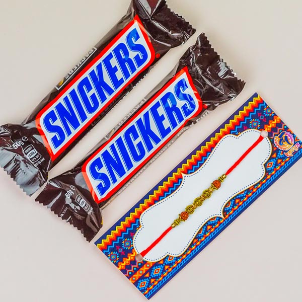 Designer Rudraksh Rakhi And Snickers