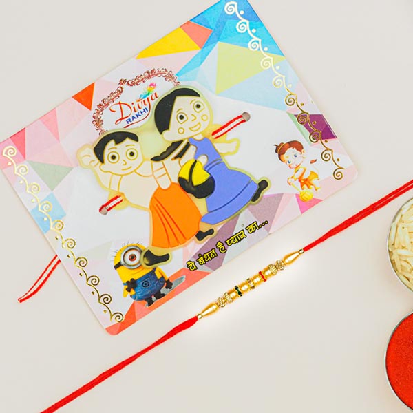 Pair of 2 Beads & Kids Cartoon Rakhi