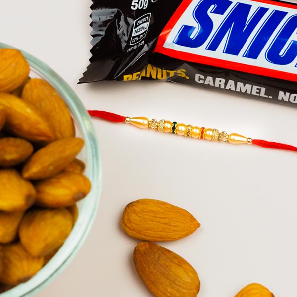 Beads Rakhi With Snickers & Almonds