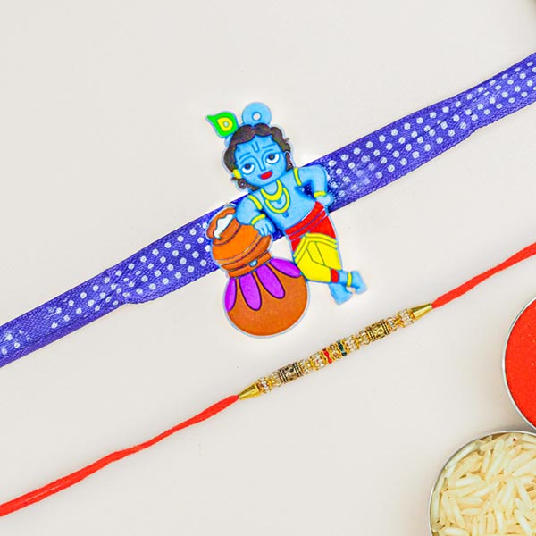 Crystal Stone & Kids 2 Rakhi Set