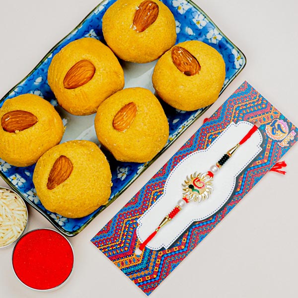 Ek Onkar Rakhi With Tasty Besan Laddoo