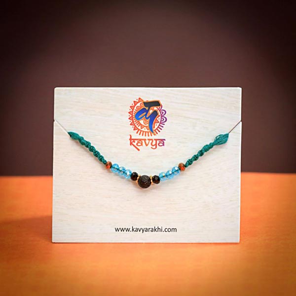 Lava Stone Rakhi in Blue Thread