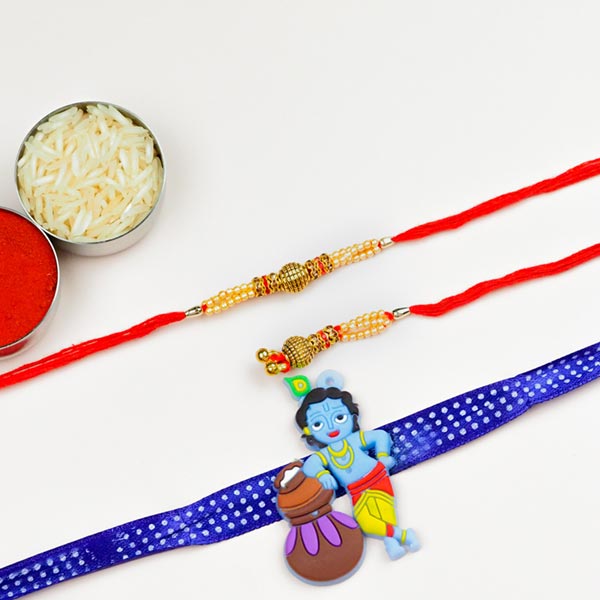 Bhaiya Bhabhi & Kids Cartoon 3 Rakhi Set