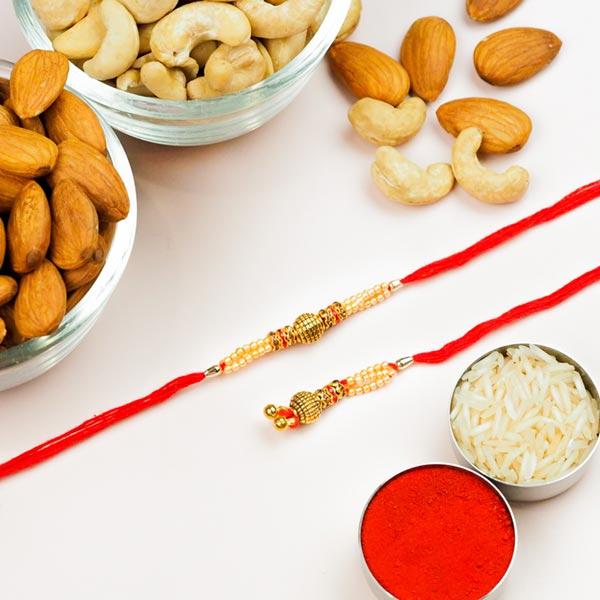 Bhaiya Bhabhi Pair of 2 Rakhis With Dryfruits
