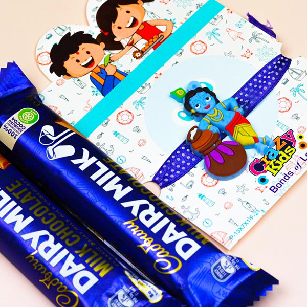 Naughty Krishna Rakhi With Dairy Milk