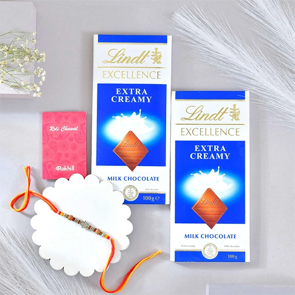 Single Hamsa Rakhi with Lindt Chocolates