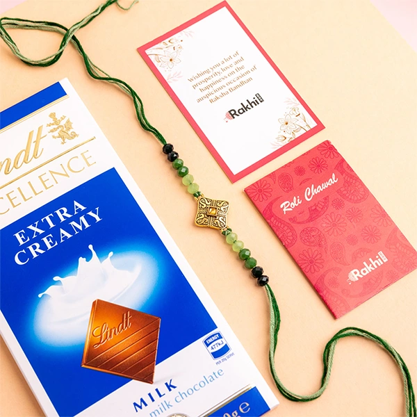 Alluring Single Rakhi with Lindt Excellence Chocolate