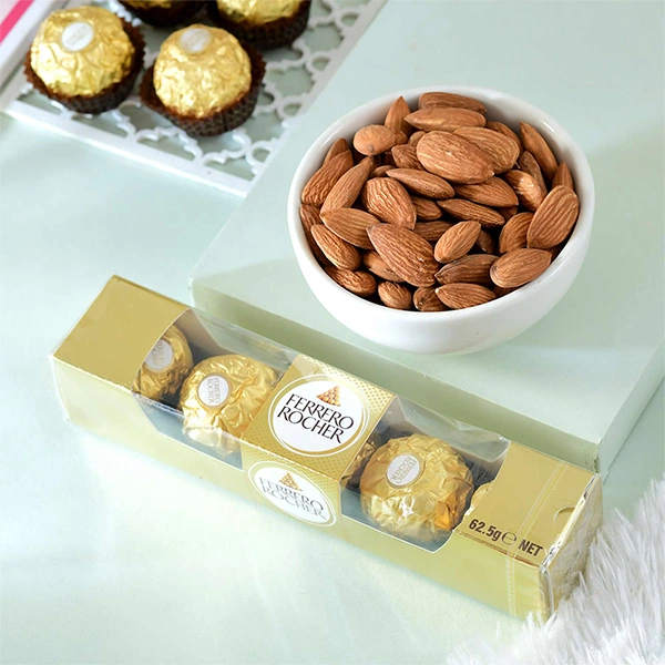 Enchanting Single Rakhi with Ferrero & Almond