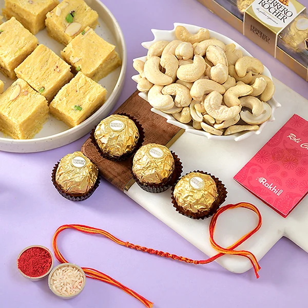 Thread Rakhi with Gourmet Hamper