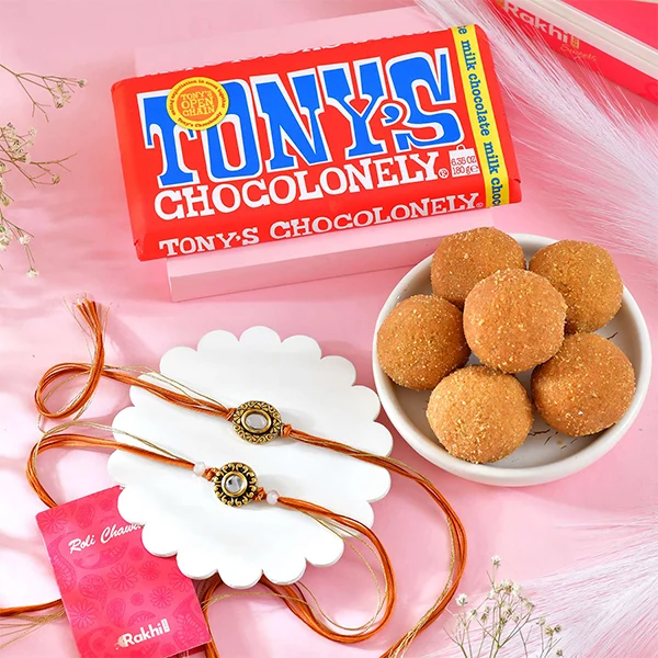 Set of 2 Graceful Rakhi with Sweet & Chocolate
