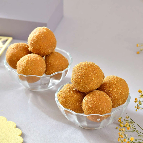 Set of 3 Elegant Rakhi with Besan Laddoo