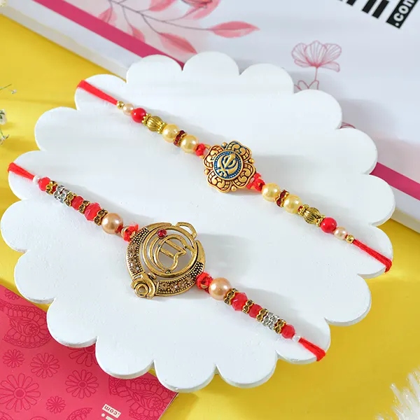 Set of 2 Punjabi Symbolic Rakhis with Cashew & Ferrero Rocher