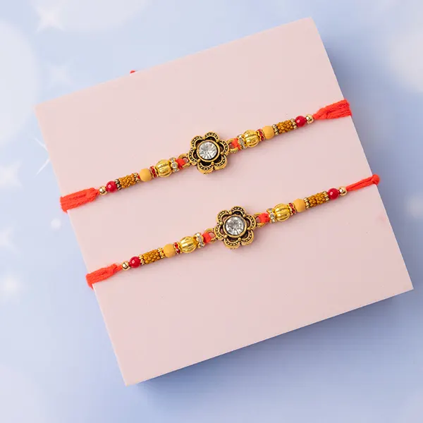 Elegant Dimond Flower Rakhis with Uphaar