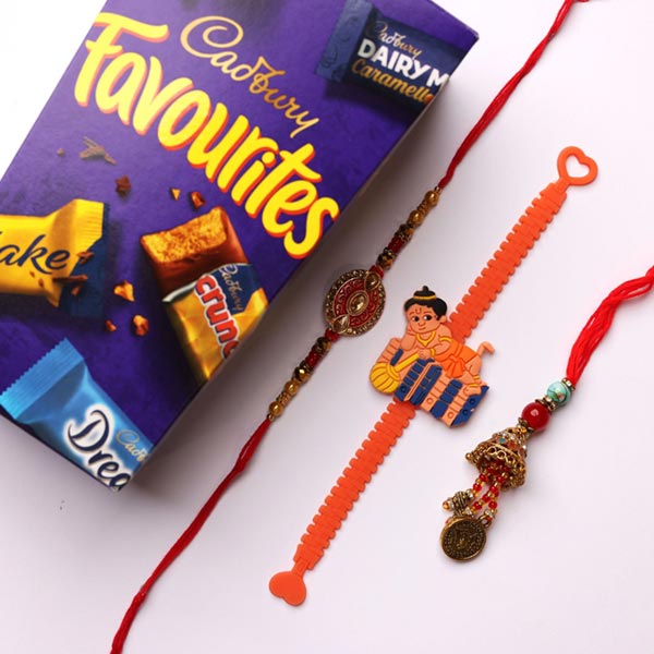 Elegant Family Rakhi With Chocolate Treat