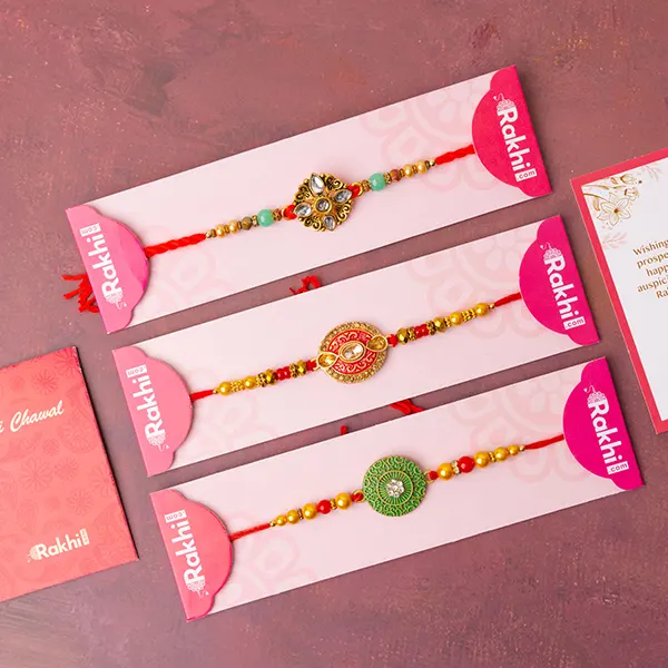 Set Of 3 Precious Style Rakhi