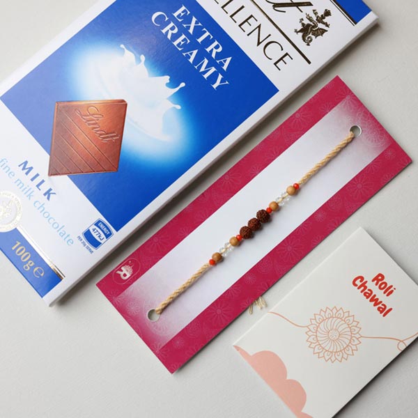 Traditional Rudraksh Rakhi With Chocolate