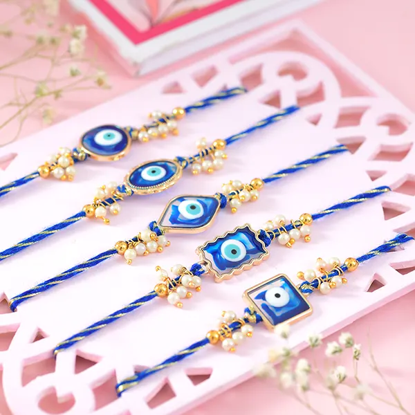 Set of 5 Evil Eye Rakhi