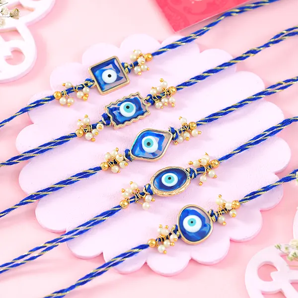 Set of 5 Evil Eye Rakhi