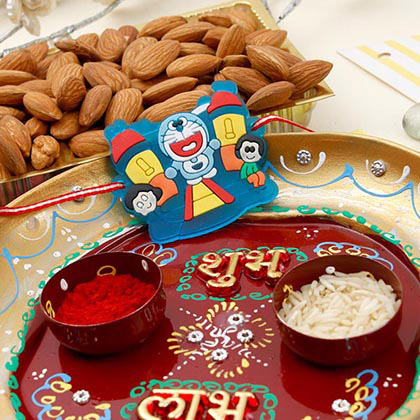 Kid Rakhi with Almond Puja Thali