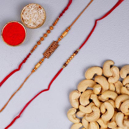 Three Amazing Rakhi Set with Dry Fruit