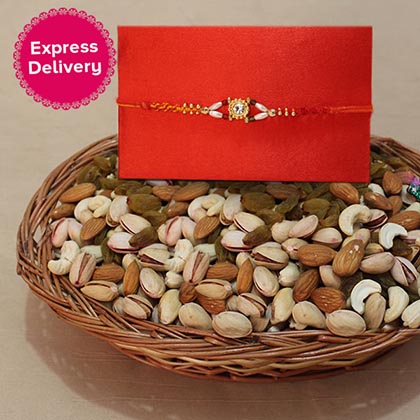 Stunning Rakhi with Assorted Dry Fruits