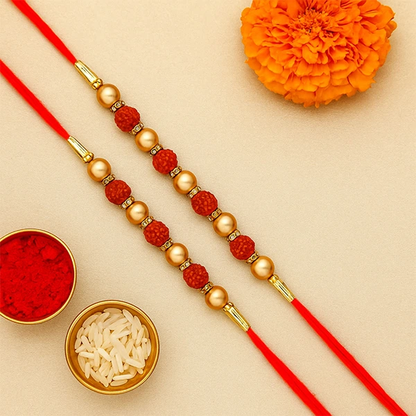 Devotional Rudraksh Rakhi Set of 2