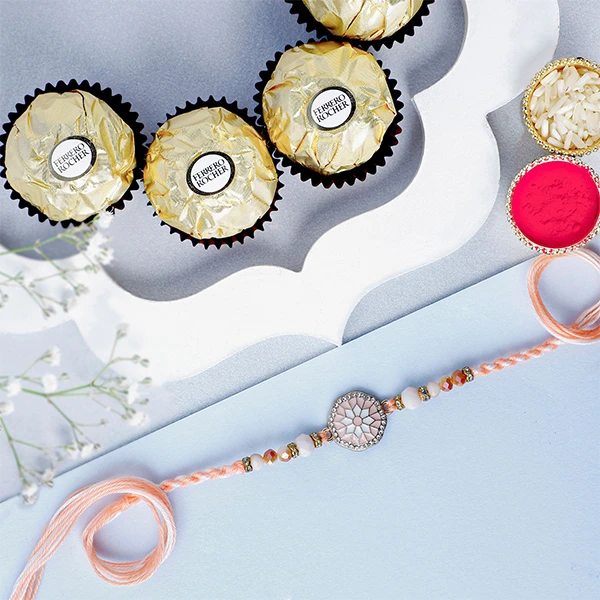 Rosy American Diamond Rakhi N Ferrero Delight
