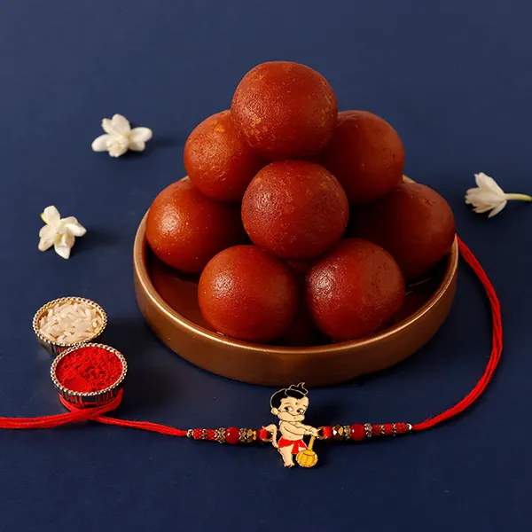 Holy Bal Hanuman Kids Rakhi & Gulab Jamun - For Qatar