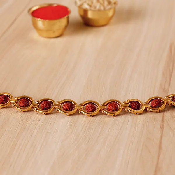 Divine Golden Red Rudraksh Bracelet - For Qatar