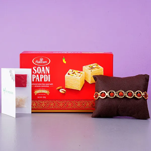 Rudraksha Bracelet With Soan Papdi - For Qatar